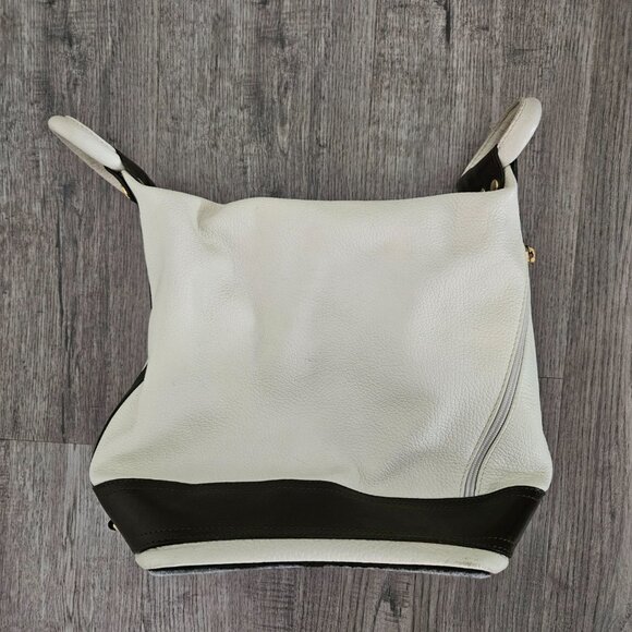 Valentina Made in Italy Genuine Leather Hand Bag – White & Brown - Picture 6 of 13